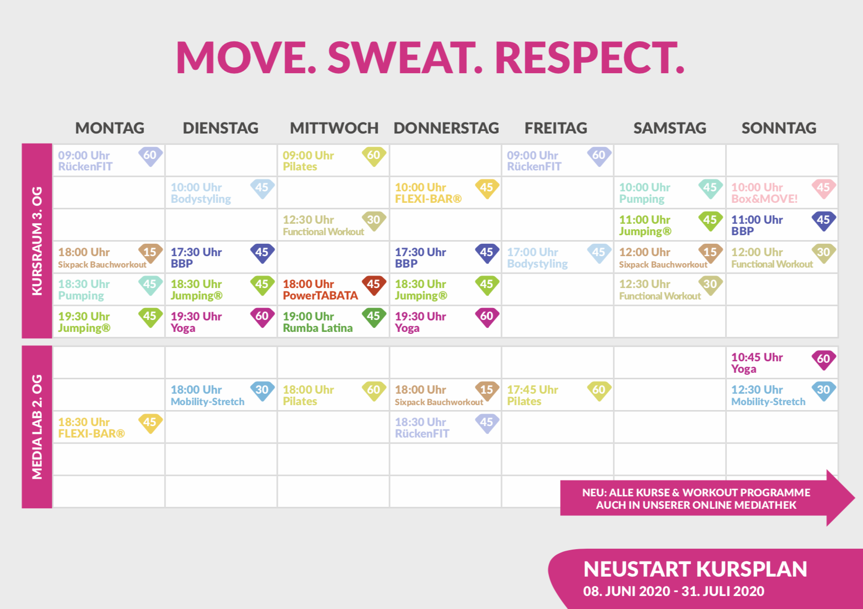Kursplan Neustart Kursplan MOVEMENT FITNESS Juni 2020 - Kursplan